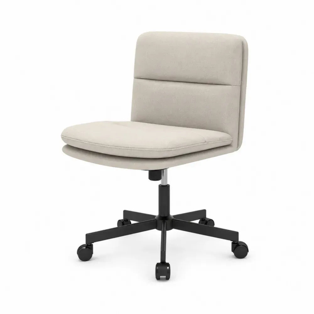 Bürostuhl Drehstuhl ohne Armlehnen 48 x 52 x 78-88 cm Polyestergewebe Stahl Polyurethan-Schaum Beige Schwarz Silber mit Rollen