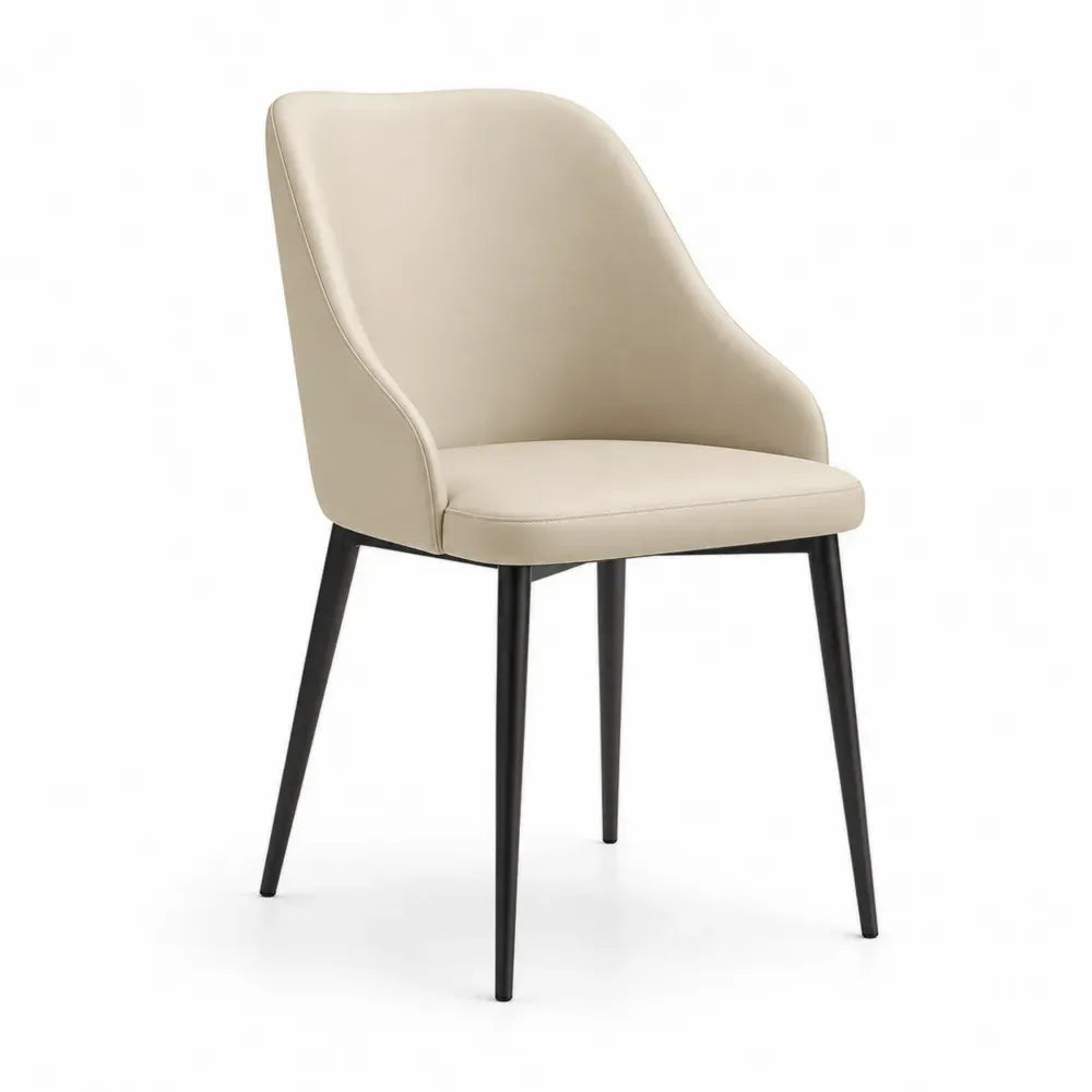 Esszimmerstuhl mit Armlehnen 56 x 58 x 84 cm PU Kunstleder Stahl Schalenform Beige Schwarz