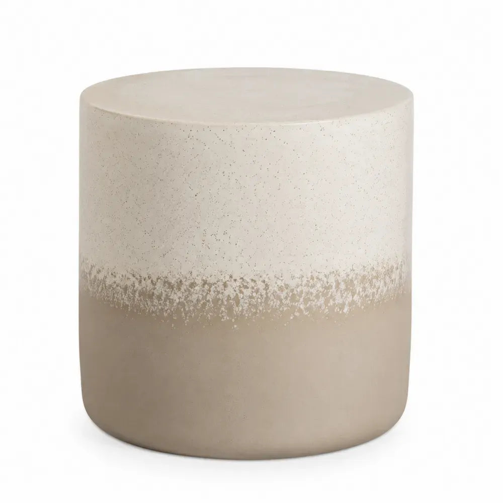 Gartentisch Beistelltisch rund Ø 45 cm Höhe 45 cm aus Magnesiumoxid-Verbundwerkstoff zylindrisch Creme Taupe
