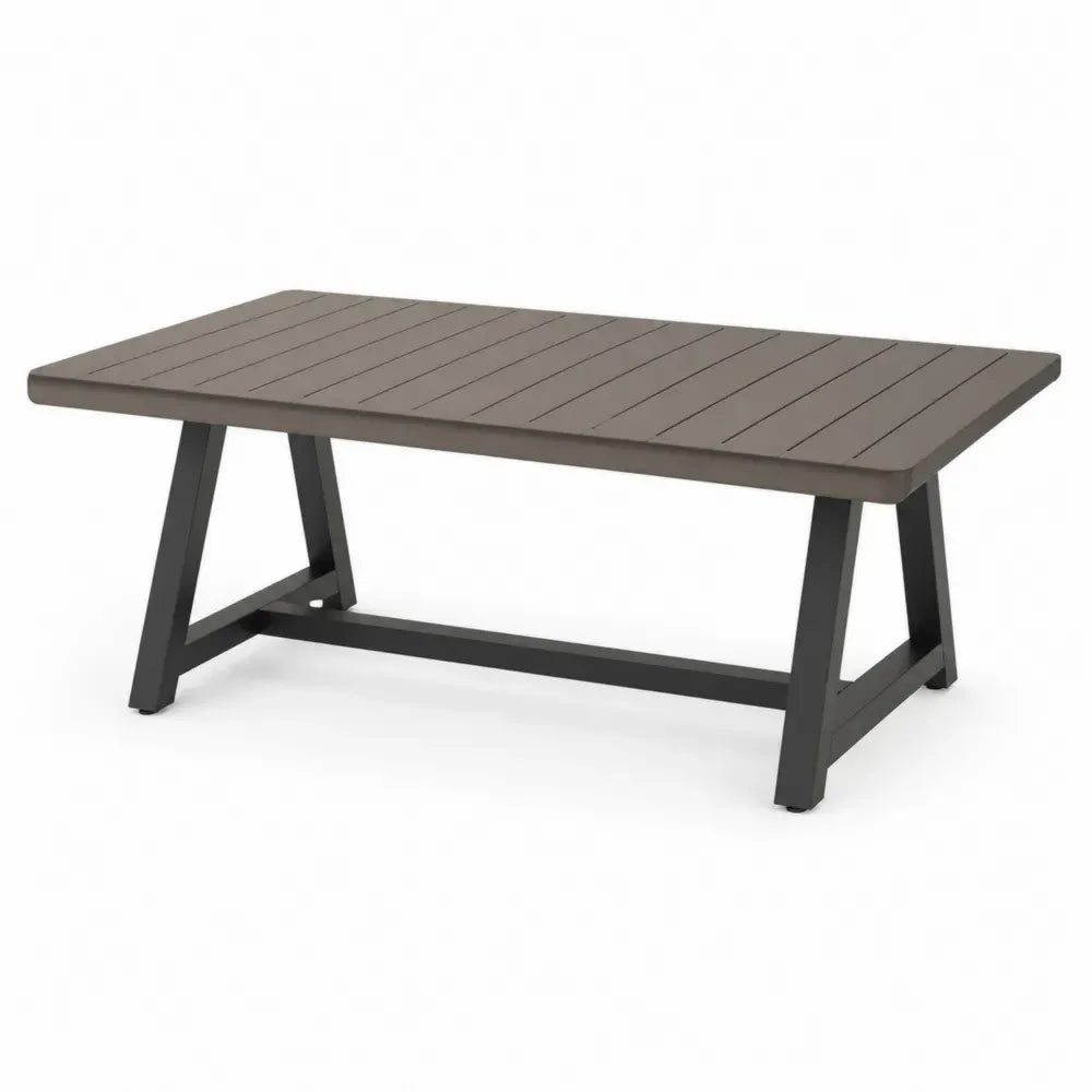 Gartentisch Esstisch rechteckig 160 x 90 x 74 cm mit HDPE Lamellentischplatte und Aluminiumgestell Taupe Anthrazit