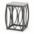 Garten-Beistelltisch quadratisch 45 x 45 x 55 cm mit Faserzementplatte und pulverbeschichtetem Stahl Grau Dunkelgrau