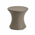 Gartentisch Beistelltisch rund PE-Rattan pulverbeschichteter Stahl Taupe Grau Schwarz 60 x 60 x 52 cm