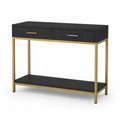 Konsolentisch mit 2 Schubladen und Ablageboden 120 x 35 x 80 cm Spanplatte MDF pulverbeschichteter Stahl rechteckig Schwarz Goldfarben