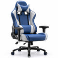 Gamingstuhl Bürostuhl mit Kopfkissen und Lendenkissen 68 x 70 x 125-135 cm PU-Kunstleder Stahl Blau Weiß Schwarz mit Rollen